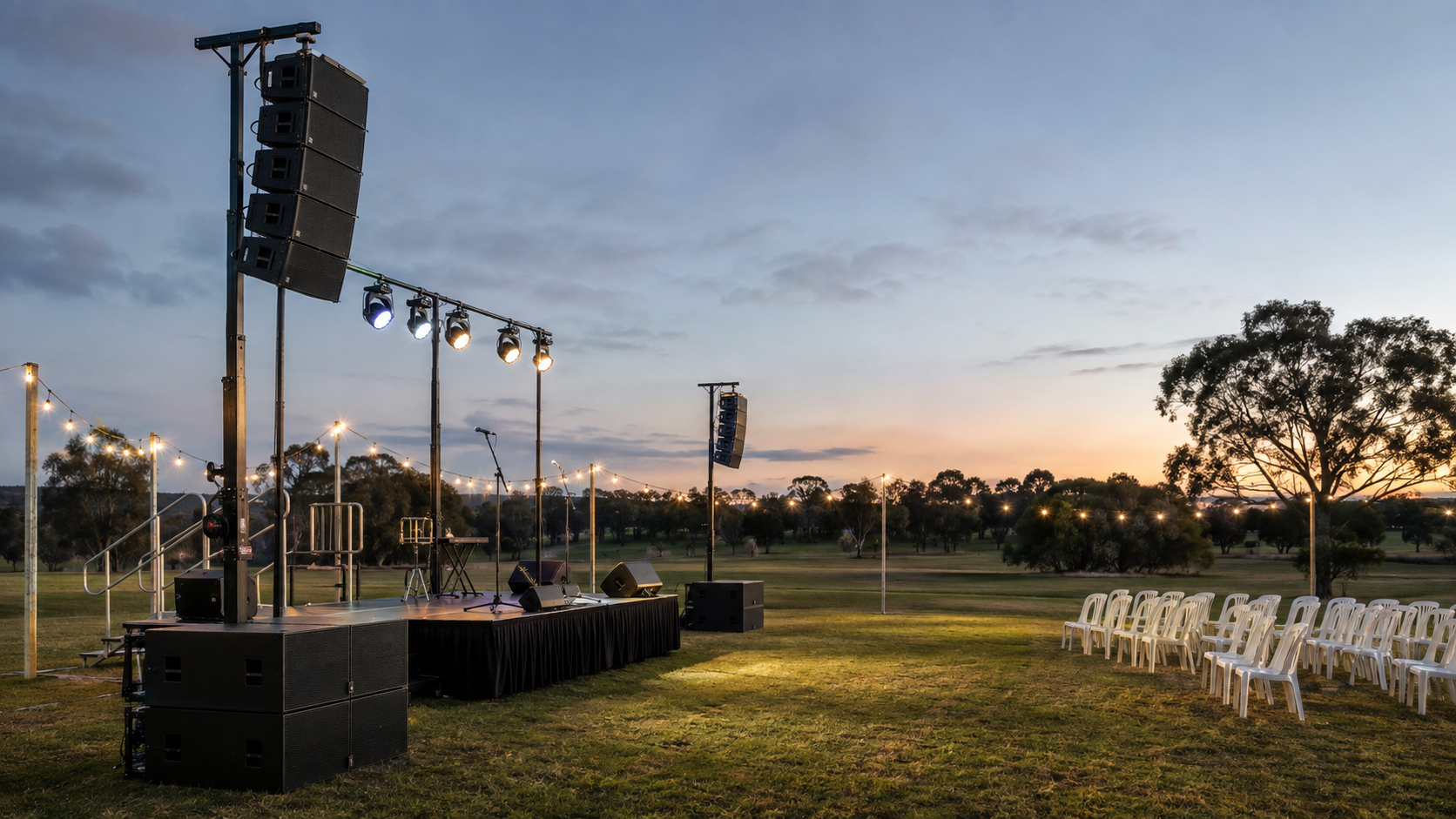 Outdoor PA system ready for an event