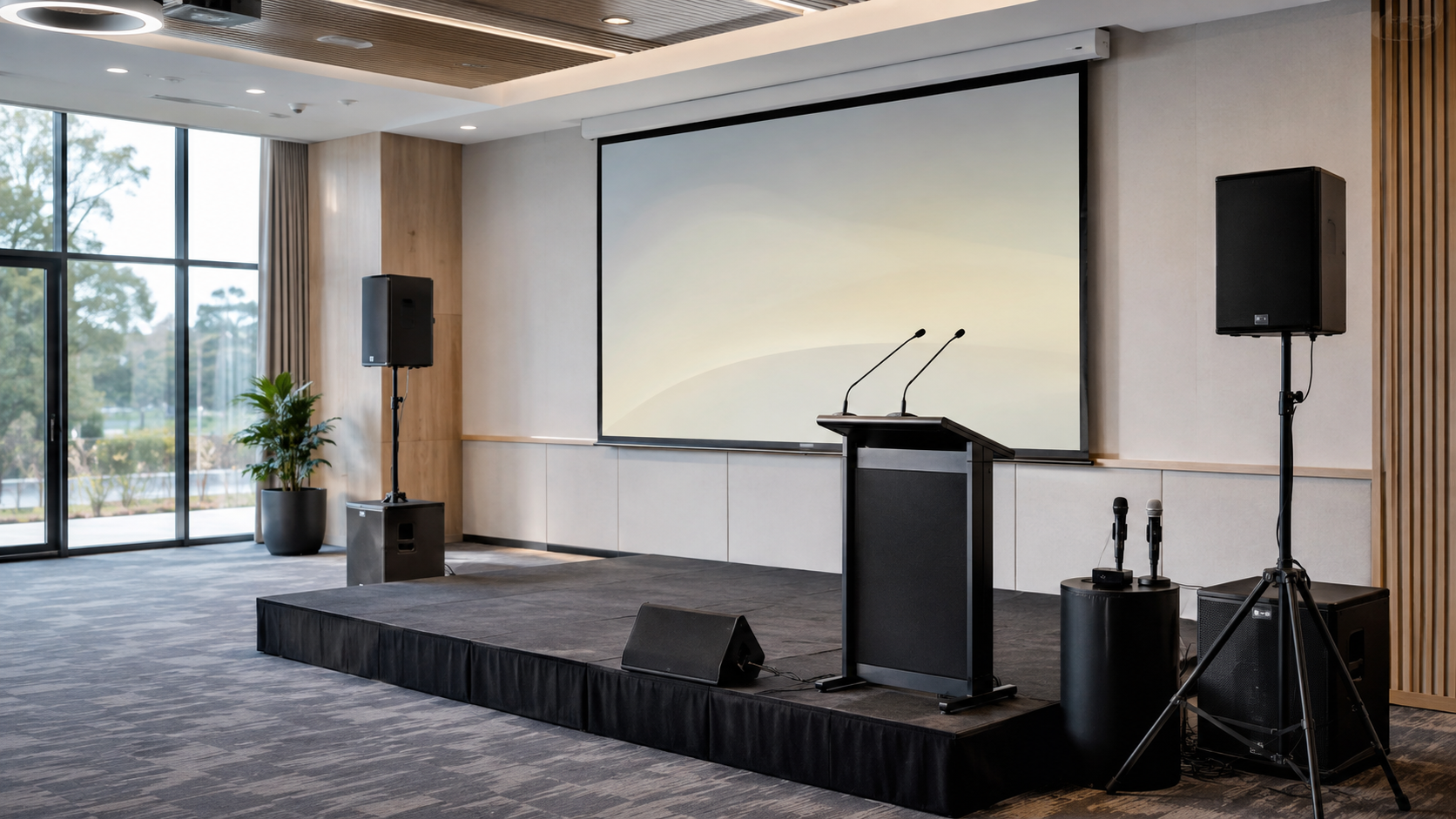 Installed audiovisual system in a corporate presentation room
